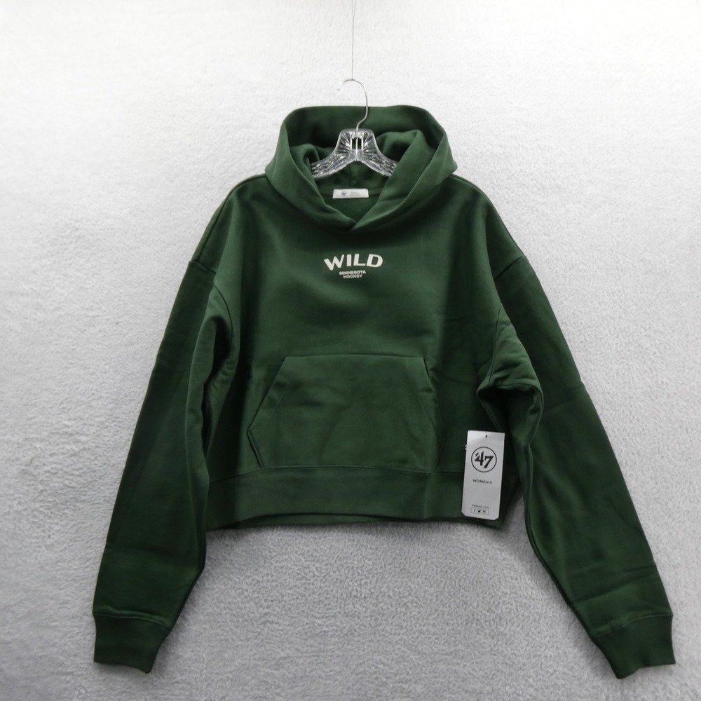 '47 Hoodie Womens Small Minnesota Wild Green NHL Logo Fleece Cropped Sweatshirt